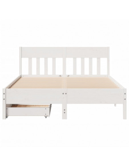 Letto senza Materasso Bianco 135x190 cm Legno Massello di Pino