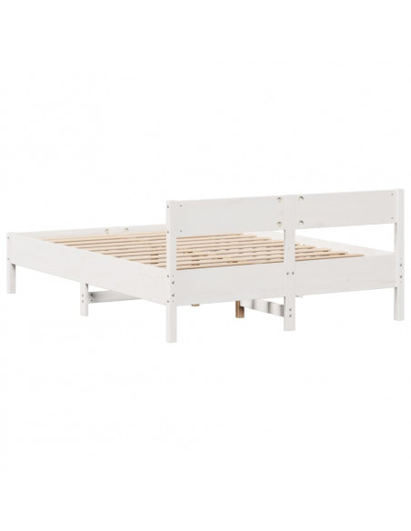 Letto senza Materasso Bianco 135x190 cm Legno Massello di Pino