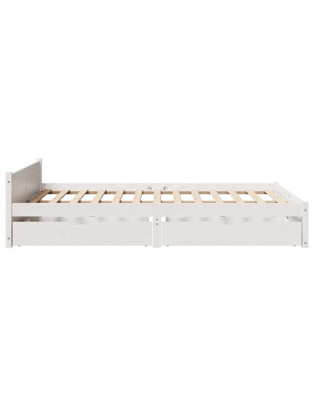 Letto senza Materasso Bianco 135x190 cm Legno Massello di Pino