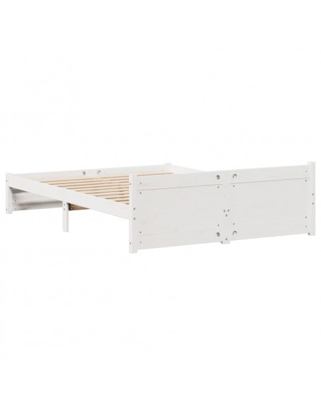 Letto senza Materasso Bianco 135x190 cm Legno Massello di Pino