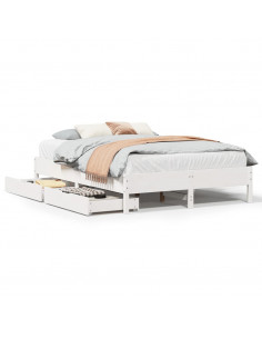 Letto senza Materasso Bianco 135x190 cm Legno Massello di Pino