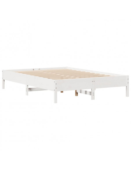 Letto senza Materasso Bianco 135x190 cm Legno Massello di Pino