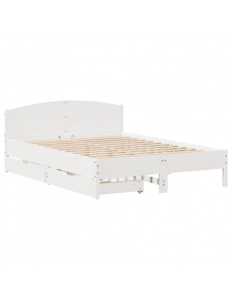 Letto senza Materasso Bianco 135x190 cm Legno Massello di Pino