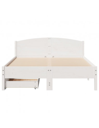 Letto senza Materasso Bianco 135x190 cm Legno Massello di Pino