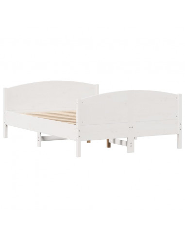 Letto senza Materasso Bianco 140x190 cm Legno Massello di Pino