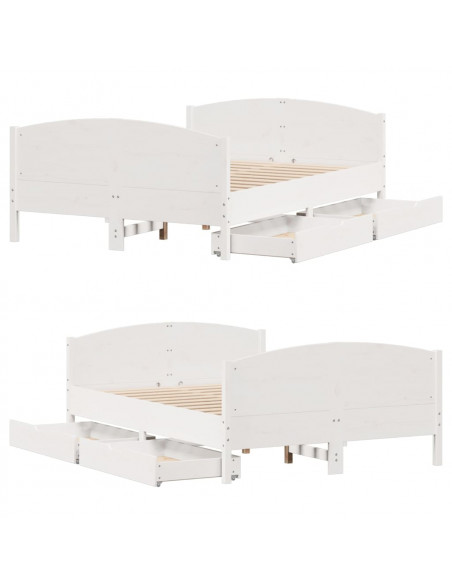 Letto senza Materasso Bianco 140x190 cm Legno Massello di Pino