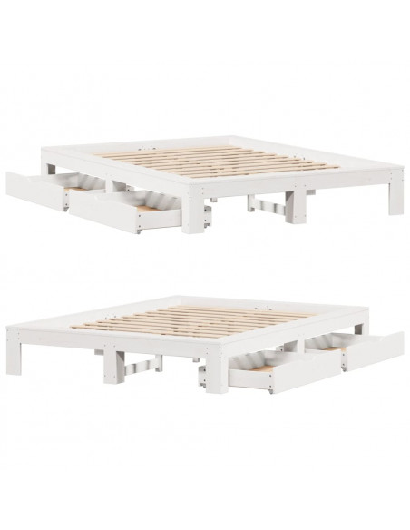 Letto senza Materasso Bianco 140x190 cm Legno Massello di Pino