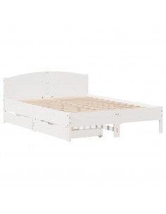 Letto senza Materasso Bianco 140x190 cm Legno Massello di Pino 2