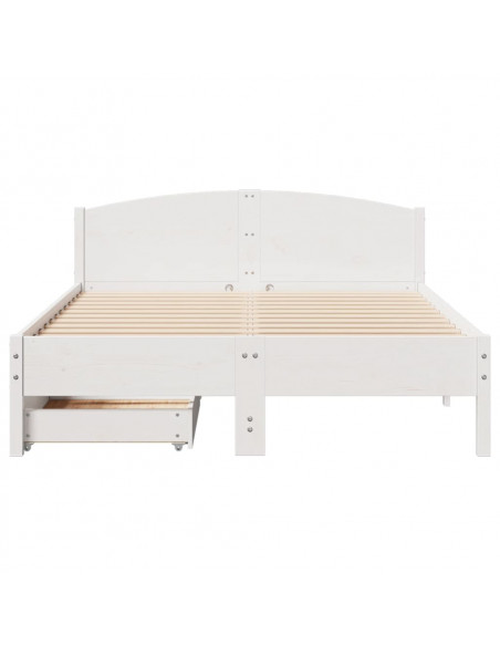 Letto senza Materasso Bianco 140x190 cm Legno Massello di Pino