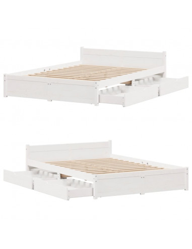 Letto senza Materasso Bianco 140x190 cm Legno Massello di Pino