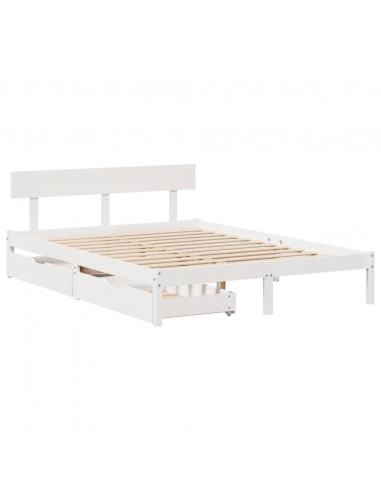 Letto senza Materasso Bianco 140x190 cm Legno Massello di Pino