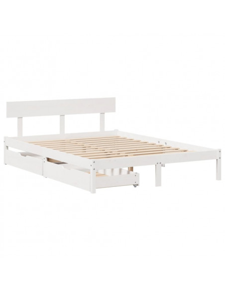 Letto senza Materasso Bianco 140x190 cm Legno Massello di Pino
