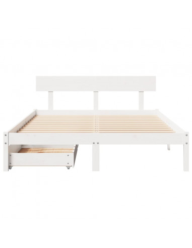 Letto senza Materasso Bianco 140x190 cm Legno Massello di Pino