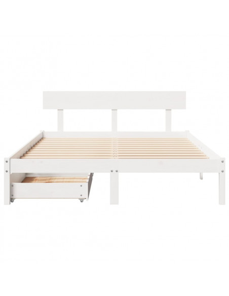 Letto senza Materasso Bianco 140x190 cm Legno Massello di Pino