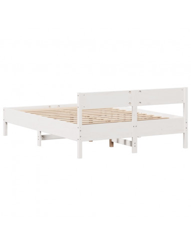 Letto senza Materasso Bianco 140x190 cm Legno Massello di Pino