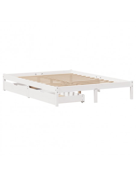 Letto senza Materasso Bianco 140x190 cm Legno Massello di Pino