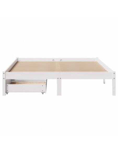 Letto senza Materasso Bianco 140x190 cm Legno Massello di Pino