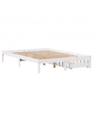 Letto senza Materasso Bianco 140x190 cm Legno Massello di Pino