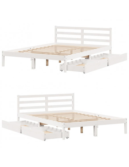 Letto senza Materasso Bianco 140x190 cm Legno Massello di Pino