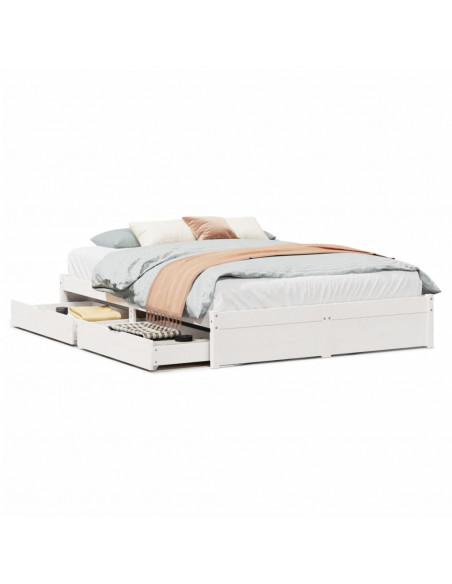 Letto senza Materasso Bianco 140x190 cm Legno Massello di Pino