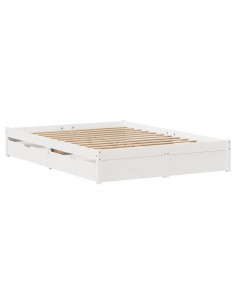 Letto senza Materasso Bianco 140x190 cm Legno Massello di Pino 2