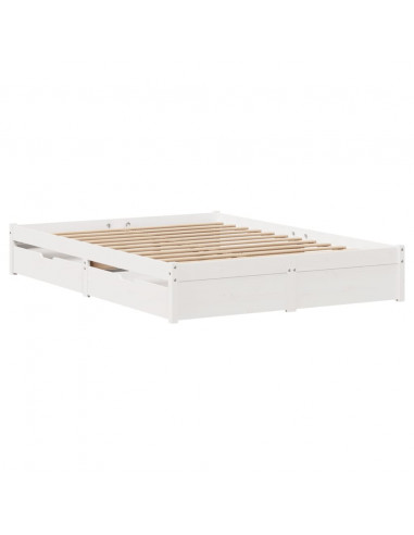 Letto senza Materasso Bianco 140x190 cm Legno Massello di Pino