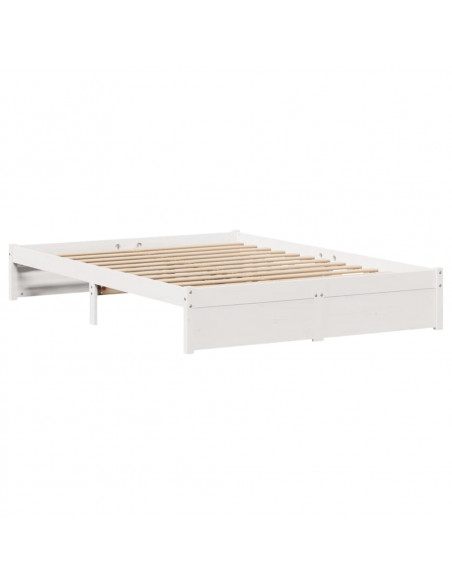 Letto senza Materasso Bianco 140x190 cm Legno Massello di Pino