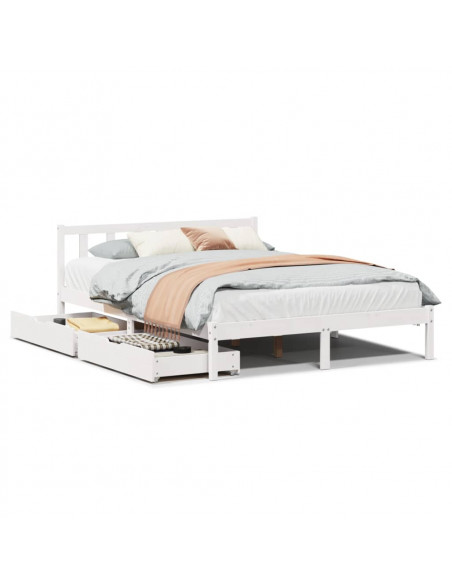 Letto senza Materasso Bianco 140x190 cm Legno Massello di Pino