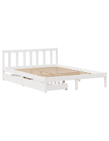 Letto senza Materasso Bianco 140x190 cm Legno Massello di Pino