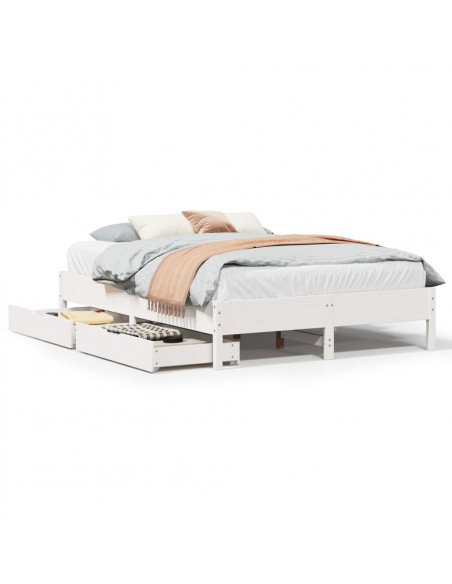Letto senza Materasso Bianco 140x190 cm Legno Massello di Pino