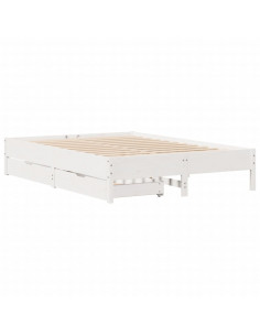 Letto senza Materasso Bianco 140x190 cm Legno Massello di Pino 2