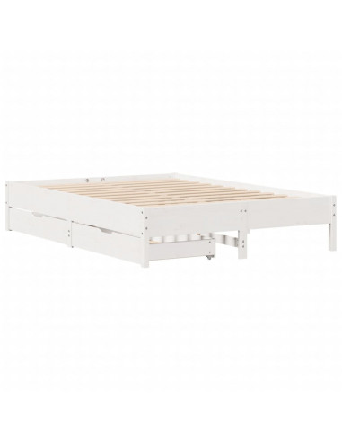 Letto senza Materasso Bianco 140x190 cm Legno Massello di Pino