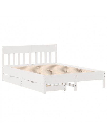 Letto senza Materasso Bianco 140x190 cm Legno Massello di Pino