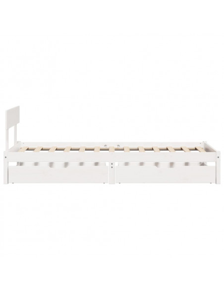 Letto senza Materasso Bianco 75x190 in Legno Massello di Pino