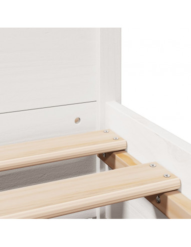 Letto senza Materasso Bianco 75x190 in Legno Massello di Pino