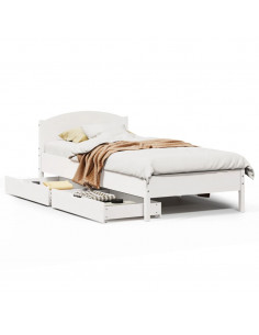 Letto senza Materasso Bianco 75x190 in Legno Massello di Pino