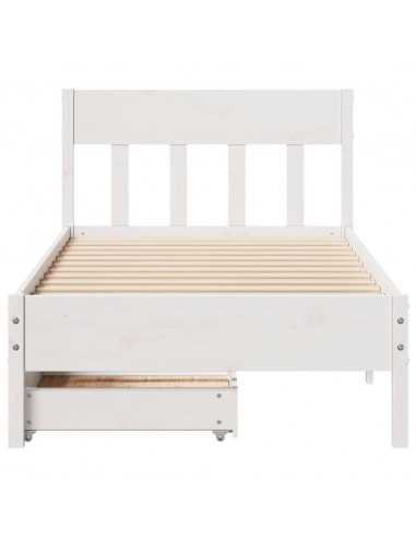 Letto senza Materasso Bianco 75x190 in Legno Massello di Pino