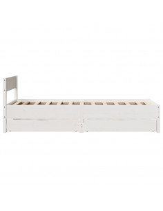 Letto senza Materasso Bianco 75x190 in Legno Massello di Pino