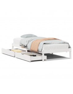 Letto senza Materasso Bianco 75x190 in Legno Massello di Pino