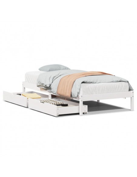 Letto senza Materasso Bianco 75x190 in Legno Massello di Pino