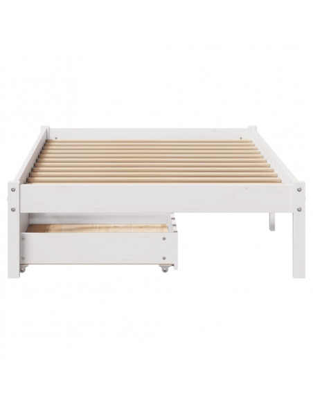 Letto senza Materasso Bianco 75x190 in Legno Massello di Pino
