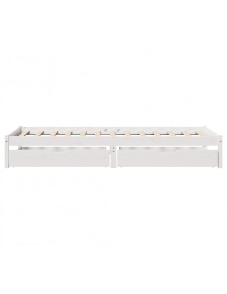 Letto senza Materasso Bianco 75x190 in Legno Massello di Pino