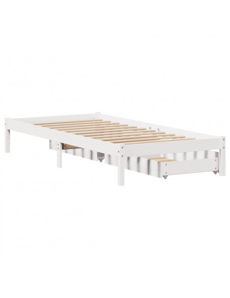 Letto senza Materasso Bianco 75x190 in Legno Massello di Pino