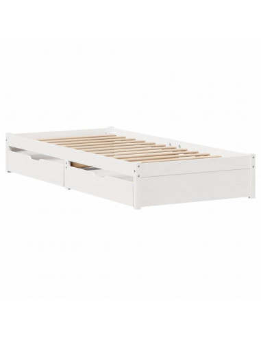 Letto senza Materasso Bianco 75x190 in Legno Massello di Pino