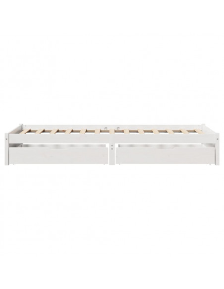Letto senza Materasso Bianco 75x190 in Legno Massello di Pino