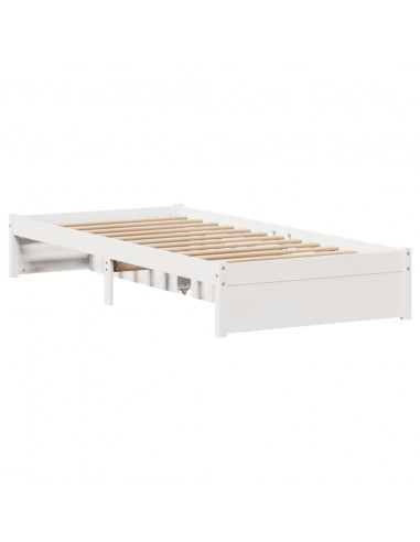 Letto senza Materasso Bianco 75x190 in Legno Massello di Pino