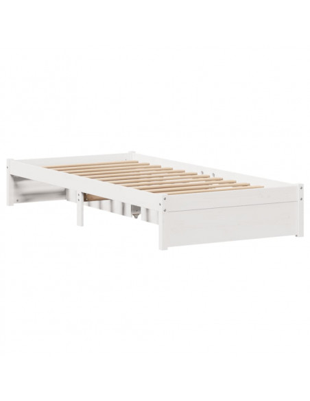Letto senza Materasso Bianco 75x190 in Legno Massello di Pino