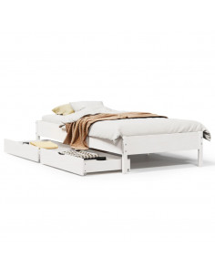 Letto senza Materasso Bianco 75x190 in Legno Massello di Pino