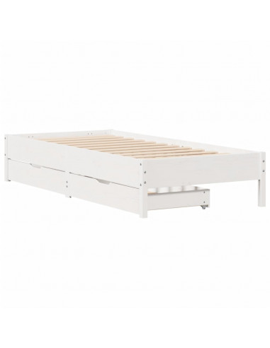 Letto senza Materasso Bianco 75x190 in Legno Massello di Pino