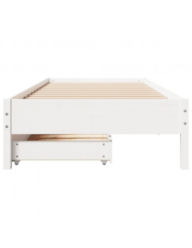 Letto senza Materasso Bianco 75x190 in Legno Massello di Pino